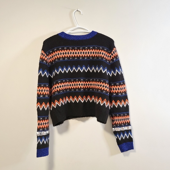 TOPSHOP Sequin Stripe Aztec Fair Isle Sweater 8 - Picture 3 of 8